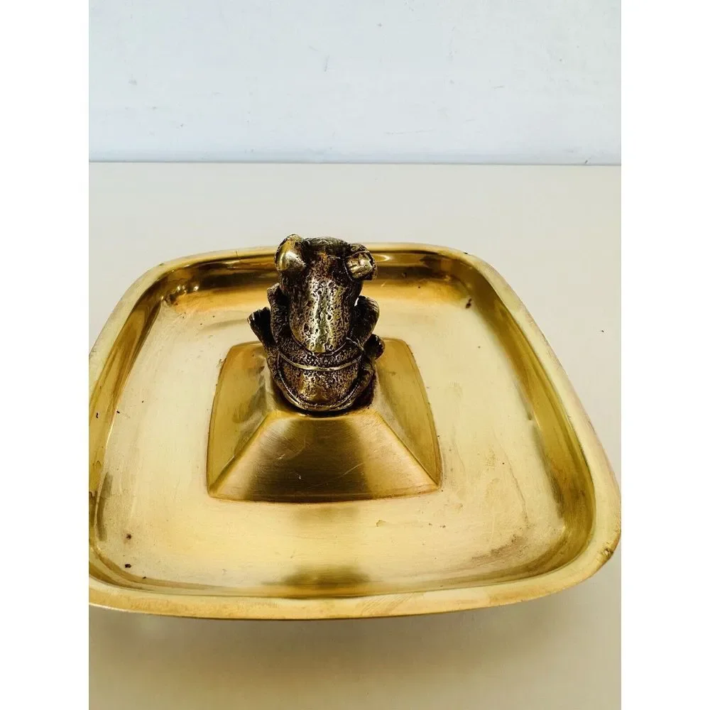 Vintage Brass Bear Tray Jewelry Coin‎ Trinket Tray Holder Dresser Vanity Decor
